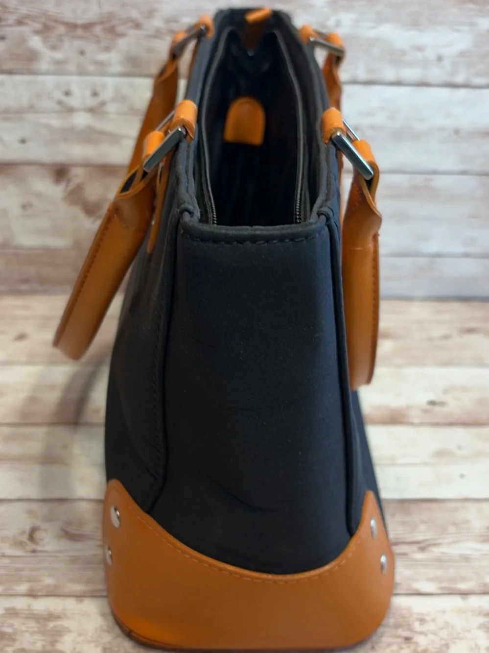 Vintage Longhorns Black and Orange Canvas Tote with Removable Strap